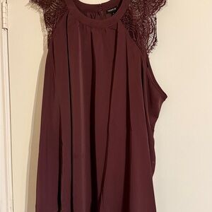 Torrid Women's Burgundy Lace Trim Top